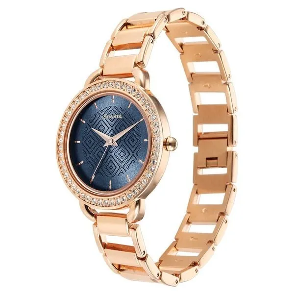 Đồng Hồ Nữ Sonata Wedding Quartz Analog Blue Dial Metal Strap Watch 87052WM02 Màu Xanh - Vàng Hồng