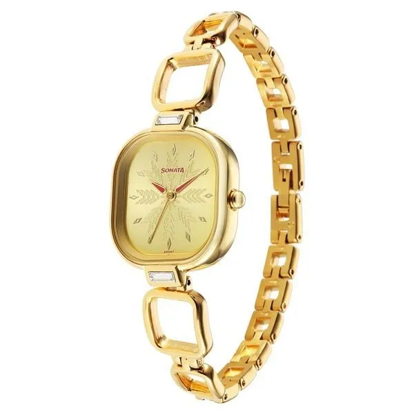 Đồng Hồ Nữ Sonata Wedding Quartz Analog Champagne Dial Metal Strap Watch 8186YM01 Màu Vàng