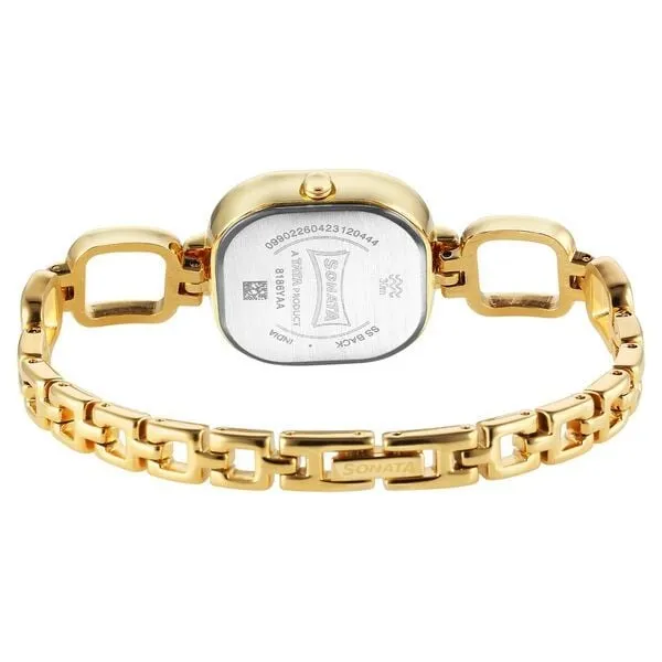 Đồng Hồ Nữ Sonata Wedding Quartz Analog Champagne Dial Metal Strap Watch 8186YM01 Màu Vàng