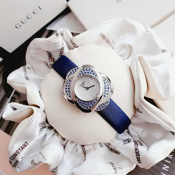 Đồng Hồ Nữ Tissot Flower Blue Sapphire Watch T03.1.235.80 Màu Xanh Trắng