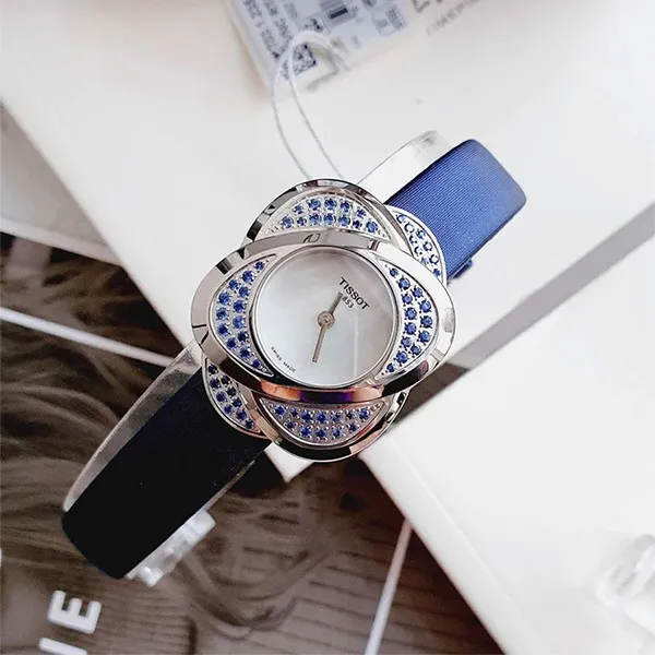 Đồng Hồ Nữ Tissot Flower Blue Sapphire Watch T03.1.235.80 Màu Xanh Trắng