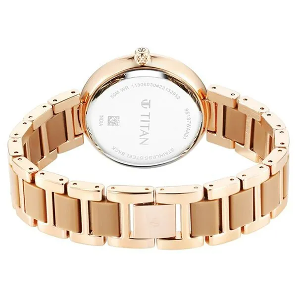 Đồng Hồ Nữ Titan Acetate Mother Of Pearl Quartz Multifunction Hybrid Strap Watch 95187KD03 Màu Nâu