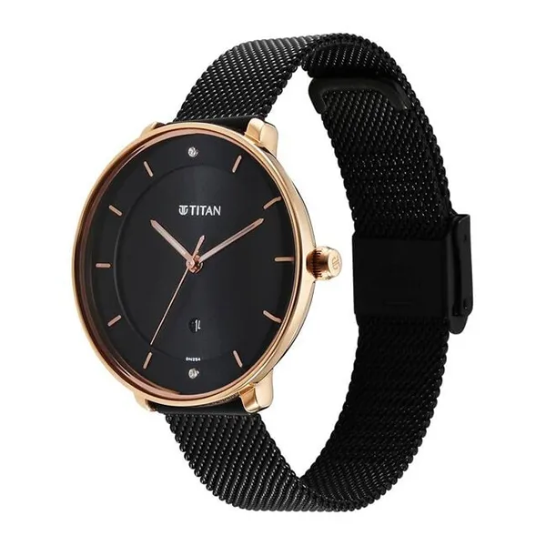 Đồng Hồ Nữ Titan Black Dial Analog Watch 2651KM03 Màu Đen