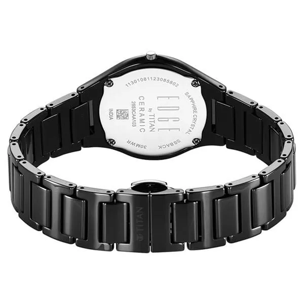 Đồng Hồ Nữ Titan Edge Ceramic Quartz In Glossy Black With Diamonds And Rich Mother Of Pearl Dial Watch 2653NC02 Màu Xanh Đen