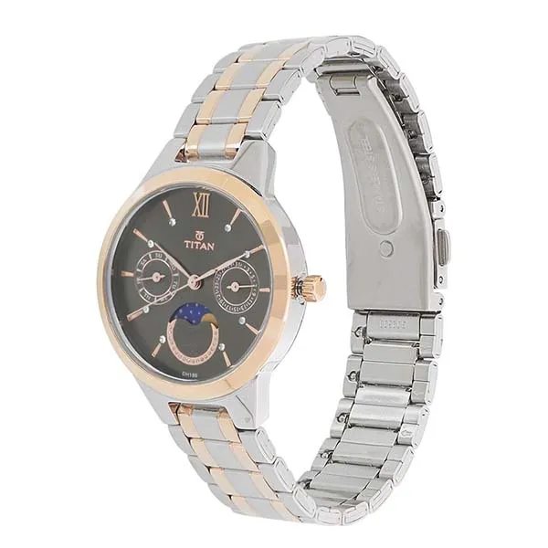 Đồng Hồ Nữ Titan Elegance Moonphase Two-Tone Watch 2590KM02 Màu Vàng/Bạc