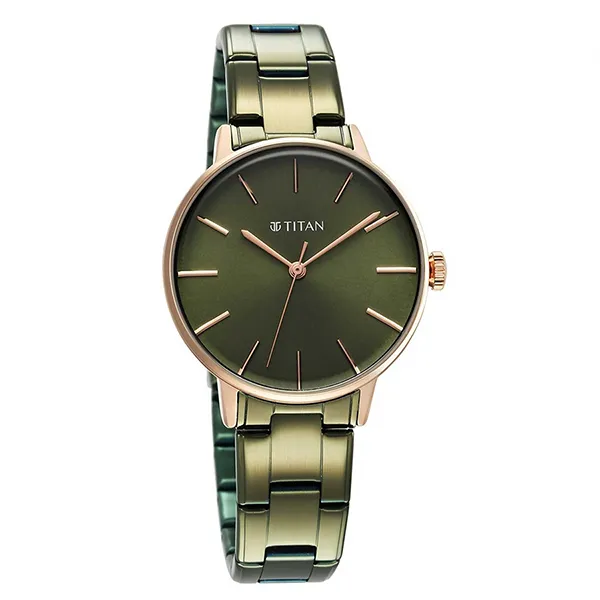 Đồng Hồ Nữ Titan Green Dial Green Stainless Steel Strap Watch 95248KM03 Màu Xanh Lá