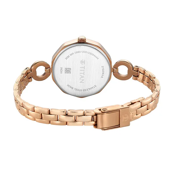 Đồng Hồ Nữ Titan Karishma White Dial Watch 2702WM01 Màu Vàng Hồng