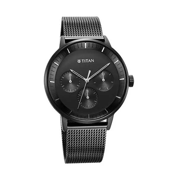 Đồng Hồ Nam Titan Modern Classics Black Dial Quartz Multifunction Stainless 94006NM01 Màu Đen Xám