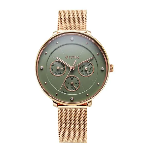 Đồng Hồ Nữ Titan Multifunction Green Dial Watch 2651WM05 Màu Vàng/Xanh