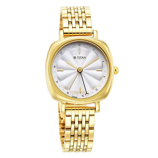 Đồng Hồ Nữ Titan Neo Silver Dial Analog Stainless Steel Strap Watch 2689YM01 Màu Vàng