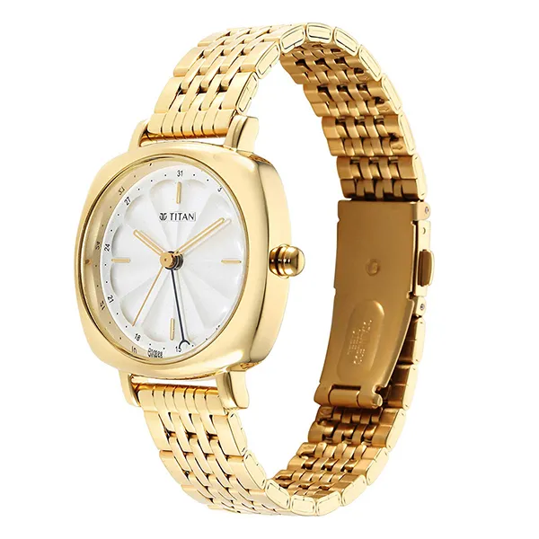 Đồng Hồ Nữ Titan Neo Silver Dial Analog Stainless Steel Strap Watch 2689YM01 Màu Vàng