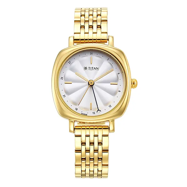 Đồng Hồ Nữ Titan Neo Silver Dial Analog Stainless Steel Strap Watch 2689YM01 Màu Vàng