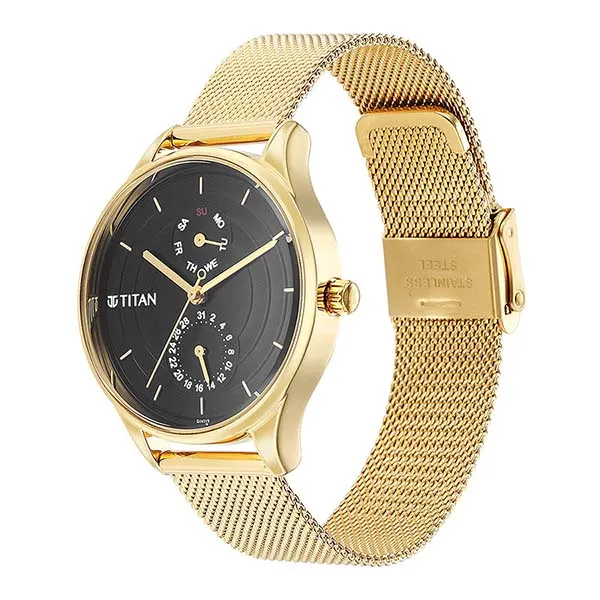 Đồng Hồ Nữ Titan Neo Workdays Black Dial Quartz Watch 2670YM02 Màu Vàng