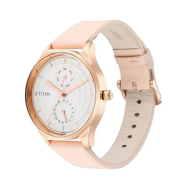 Đồng Hồ Nữ Titan Neo Workdays Silver Dial With Leather 2670WL06 Màu Hồng Trắng