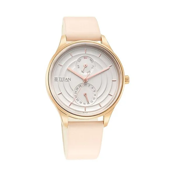 Đồng Hồ Nữ Titan Neo Workdays Silver Dial With Leather 2670WL06 Màu Hồng Trắng