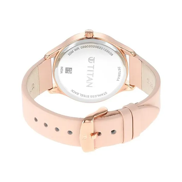 Đồng Hồ Nữ Titan Neo Workdays Silver Dial With Leather 2670WL06 Màu Hồng Trắng