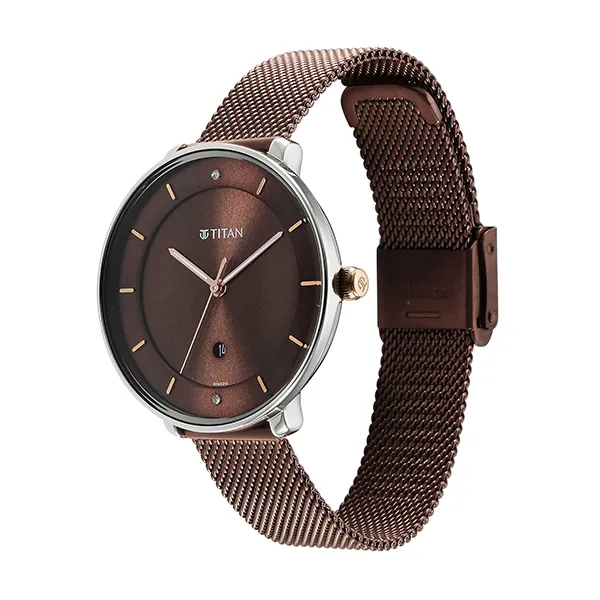 Đồng Hồ Nữ Titan Noir Brown Dial Analog Watch 2651KM02 Màu Nâu