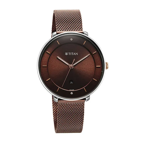 Đồng Hồ Nữ Titan Noir Brown Dial Analog Watch 2651KM02 Màu Nâu