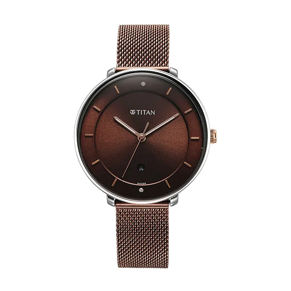 Đồng Hồ Nữ Titan Noir Brown Dial Analog Watch 2651KM02 Màu Nâu