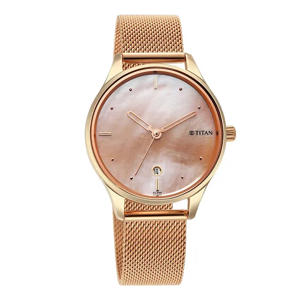 Đồng Hồ Nữ Titan Pastel Dreams Mother Of Pearl Dial Watch 2670WM09 Màu Vàng Hồng