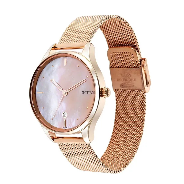 Đồng Hồ Nữ Titan Pastel Dreams Mother Of Pearl Dial Watch 2670WM09 Màu Vàng Hồng