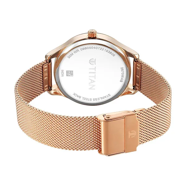 Đồng Hồ Nữ Titan Pastel Dreams Mother Of Pearl Dial Watch 2670WM09 Màu Vàng Hồng