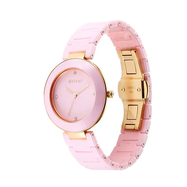 Đồng Hồ Nữ Titan Pink Ceramics Dial Analog 95189KC03 Màu Hồng - Đồng hồ - Vua Hàng Hiệu