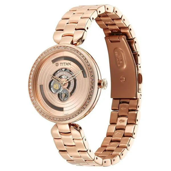 Đồng Hồ Nữ Titan Purple Abstract Quartz Analog Rose Gold Stainless Steel Strap 95229WM01 Màu Vàng Hồng