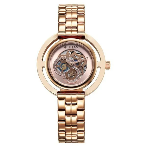 Đồng Hồ Nữ Titan Purple Abstract Quartz Analog Rose Gold Stainless Steel Strap 95231WM01 Màu Vàng Hồng