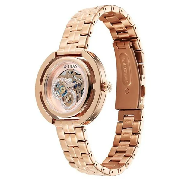 Đồng Hồ Nữ Titan Purple Abstract Quartz Analog Rose Gold Stainless Steel Strap 95231WM01 Màu Vàng Hồng