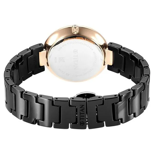 Đồng Hồ Nữ Titan Purple Ceramics Black Dial Analog Ceramic Strap Watch 95189KC02 Màu Đen
