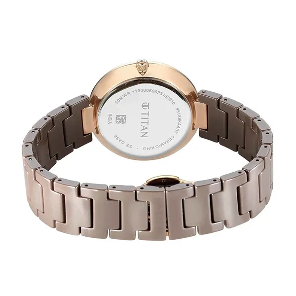 Đồng Hồ Nữ Titan Purple Ceramics Brown Dial Analog 95189KC07 Màu Nâu Xám