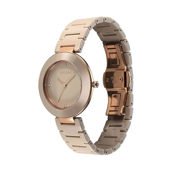 Đồng Hồ Nữ Titan Purple Ceramics Brown Dial Analog Ceramic 95189KC04 Màu Nâu