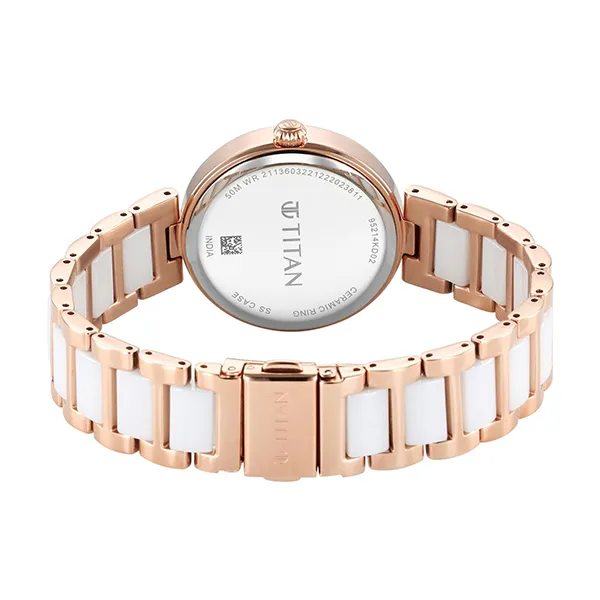 Đồng Hồ Nữ Titan Purple Ceramics Watch 95214KD02 Màu Trắng Vàng Hồng