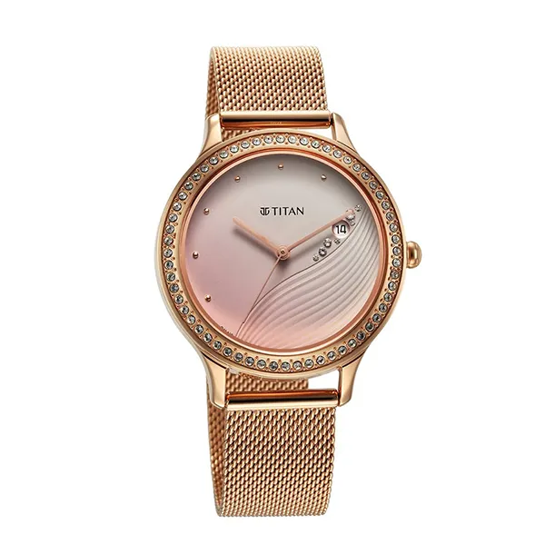 Đồng Hồ Nữ Titan Purple Glam It Up Pink Dial Analog Watch 2634WM05 Màu Vàng Hồng