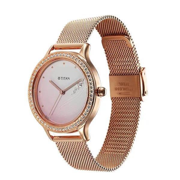 Đồng Hồ Nữ Titan Purple Glam It Up Pink Dial Analog Watch 2634WM05 Màu Vàng Hồng