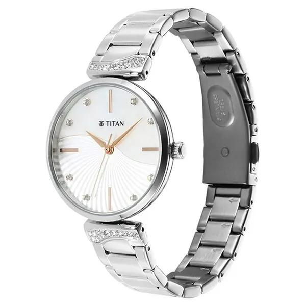 Đồng Hồ Nữ Titan Purple Style Up Quartz Analog Mother Of Pearl Dial Stainless Steel 95237SM01 Màu Bạc