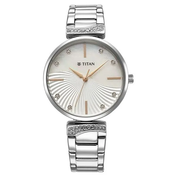 Đồng Hồ Nữ Titan Purple Style Up Quartz Analog Mother Of Pearl Dial Stainless Steel 95237SM01 Màu Bạc