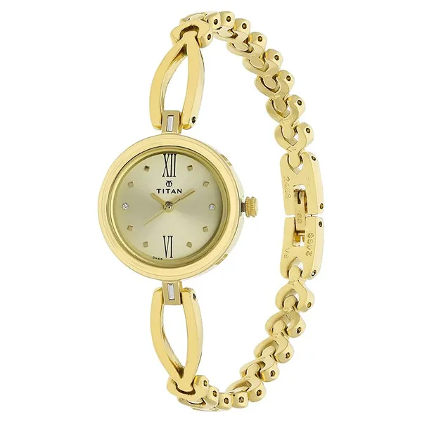 Đồng Hồ Nữ Titan Quartz Analog Champagne Dial Metal Strap Watch 2601YM01 Màu Vàng Gold