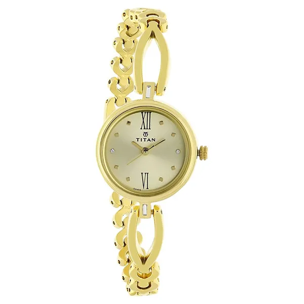 Đồng Hồ Nữ Titan Quartz Analog Champagne Dial Metal Strap Watch 2601YM01 Màu Vàng Gold