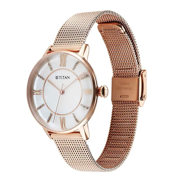 Đồng Hồ Nữ Titan Quartz Analog Mother Of Pearl Dial Rose Gold Watch 95248WM02 Màu Vàng Hồng