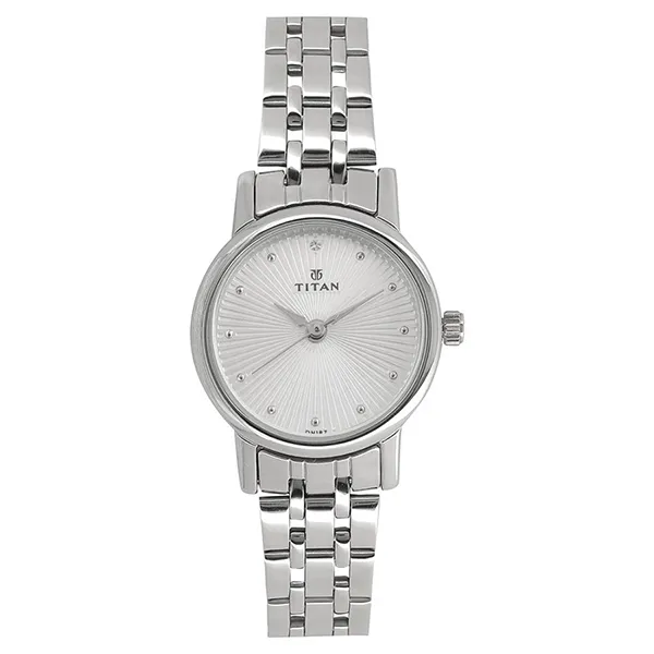 Đồng Hồ Nữ Titan Quartz Analog Silver Dial Stainless Steel Strap Watch 2593SM01 Màu Trắng Bạc