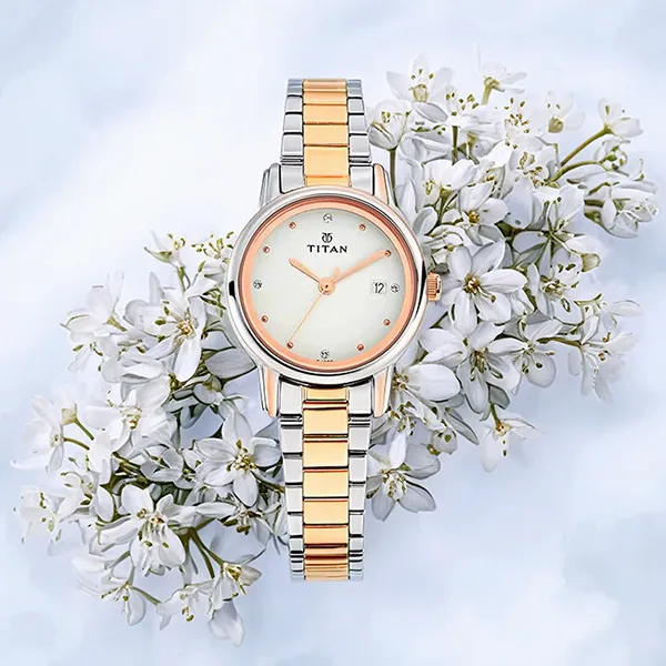 Đồng Hồ Nữ Titan Quartz Analog Watch 2572KM01 Màu Bạc Vàng Hồng