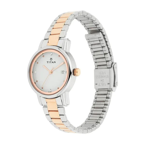 Đồng Hồ Nữ Titan Quartz Analog Watch 2572KM01 Màu Bạc Vàng Hồng