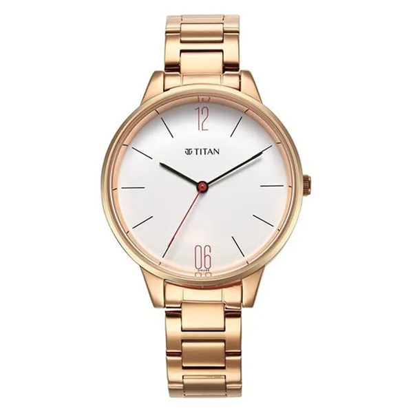 Đồng Hồ Nữ Titan Quartz Analog White Dial Watch 2648WM03 Màu Vàng Trắng