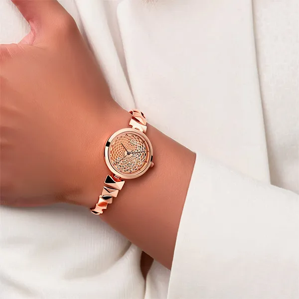 Đồng Hồ Nữ Titan Quartz Facets Watch 95121WM01 Màu Vàng Hồng