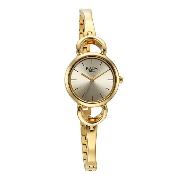 Đồng Hồ Nữ Titan Raga Champagne Dial Watch 2724YM01 Màu Vàng Gold