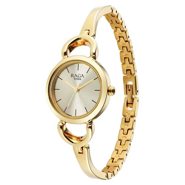 Đồng Hồ Nữ Titan Raga Champagne Dial Watch 2724YM01 Màu Vàng Gold
