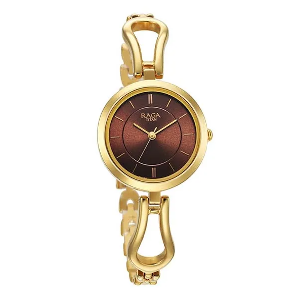 Đồng Hồ Nữ Titan Raga Champagne Dial Watch 2727YM01 Màu Vàng/Nâu