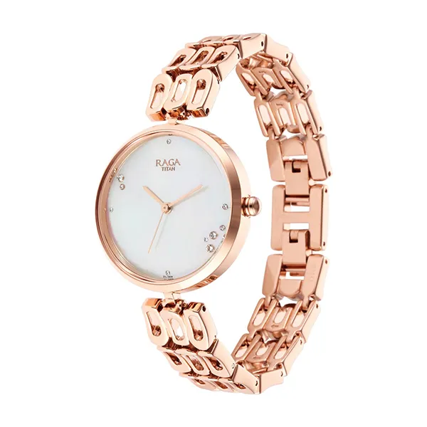 Đồng Hồ Nữ Titan Raga Chic Mother Of Pearl Watch 2659WM01 Màu Vàng Hồng